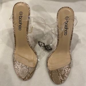Snake Clear 2 Part Block Heels